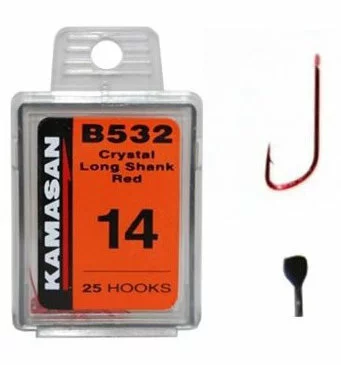 Kamasan - Haken Crystal Long Shank Red - B532 - Elite 1 Kamasan - Haken Crystal Long Shank Red - B532 - Elite